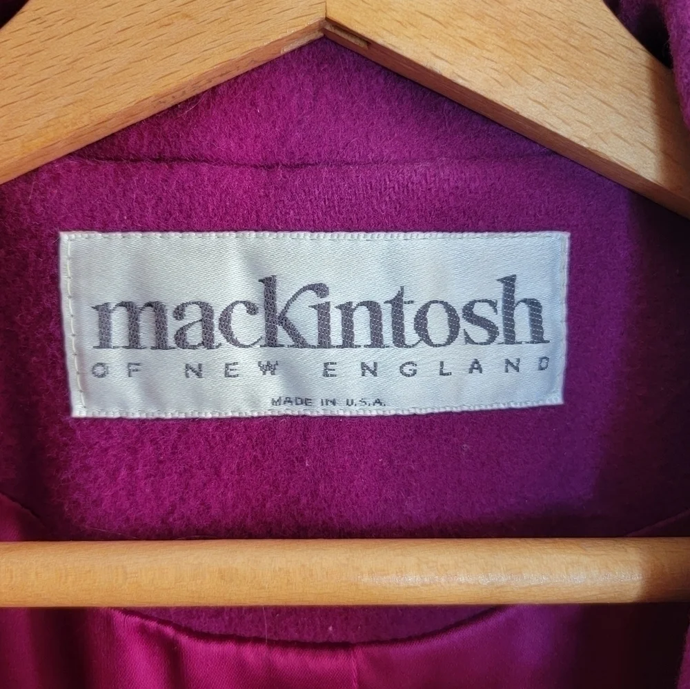 Vintage Mackintosh of New England Magenta Wool Button Front Coat